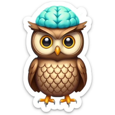 owl with glowing brain idea moment sticker