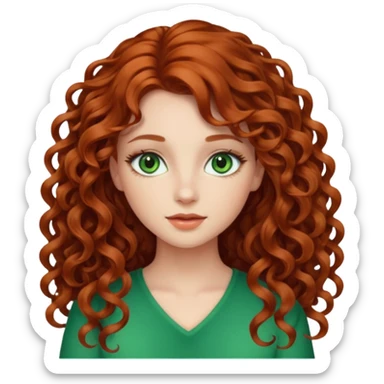 chica bonita de cabello largo rizado medio rojo sticker