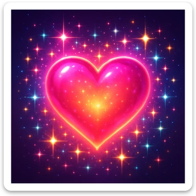 sparkling heart, vibrant, glowing, with sparkles sticker