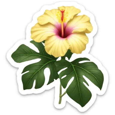 pastel yellow hibiscus sticker