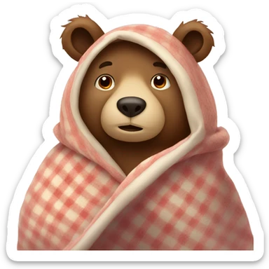 bear cozy in blanket sticker