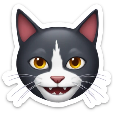 cat with vampire teeth  sticker