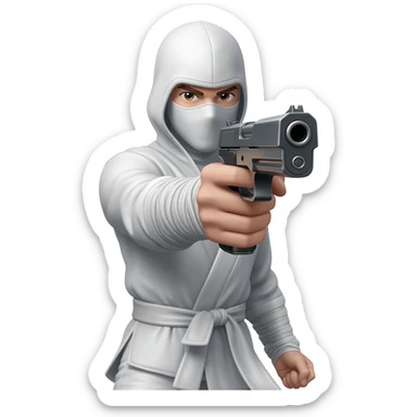 Roupa de ninja branca com arma de fogo sticker