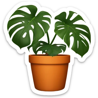 Aesthetic monstera flower in a dark orange pot  sticker