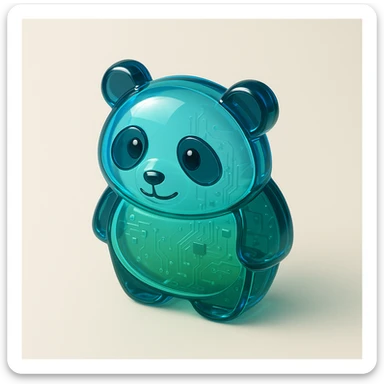 Windows Vista-inspired panda icon, glossy glass-like finish, soft lighting, blue-green color scheme, friendly modern look fitting seamlessly with Vista system icons sticker