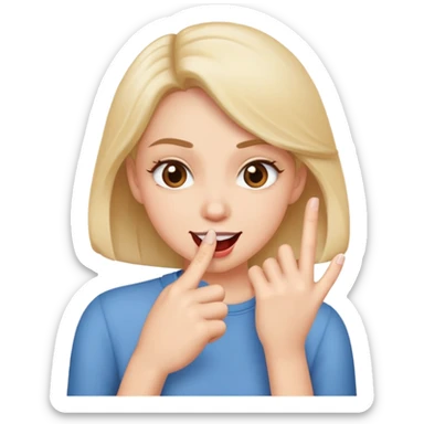 a flirty face biting finger  sticker