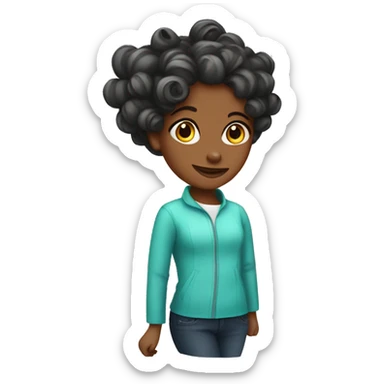 Girl in hair curlers sticker