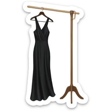 black silk bodycon gown on hanger sticker
