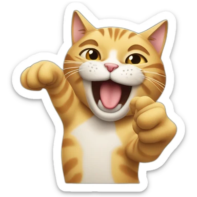 cat laughing and shoving index finger shhhhh sticker