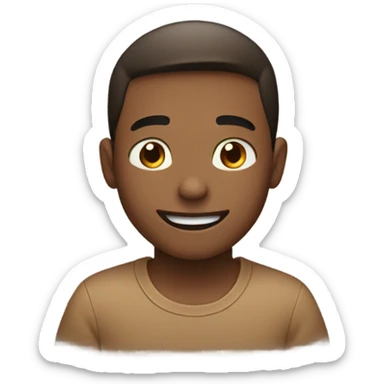 smiling boy in brown shirt not showing teeth sticker