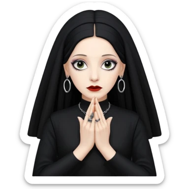 Lene Lovich shown as on the Stateless album cover with a typical symmetrical hand pose sticker