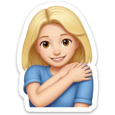 Girl smiling and hugging herself sticker