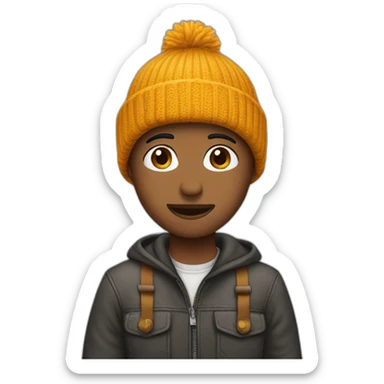 Person wearing a beanie sticker