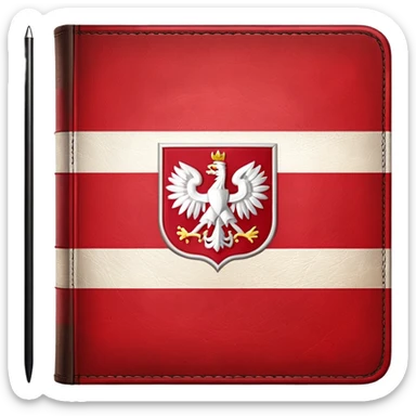 book with leather cover with flag of poland sticker