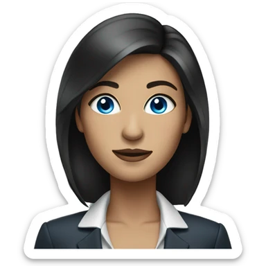 businesswoman with dark hair and blue eyes sticker