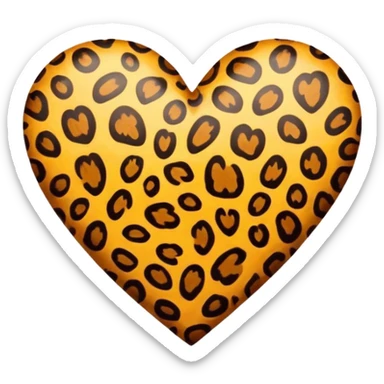 leopard print heart sticker