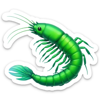 emoji of a headless glowing green shrimp sticker