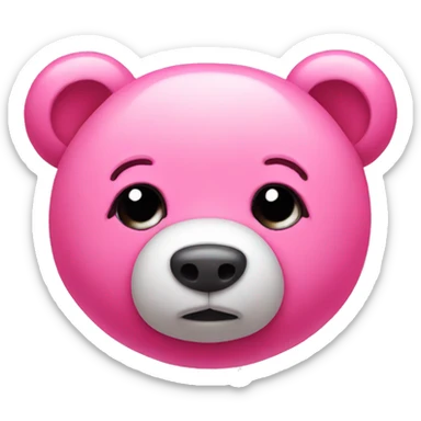 pink cute bear with a broken heart nose sticker