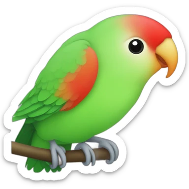 Lovebird green body red beak with black head sticker