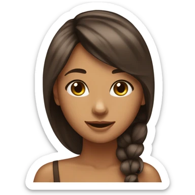 Beautiful woman long dark brown hair have Straight bangs hug bengal cat sticker