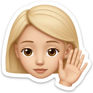 Hand touching ear sticker