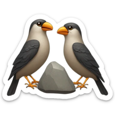 two birds and a rock sticker