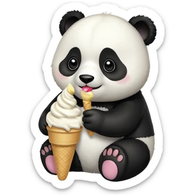 Panda eating ice cream sticker