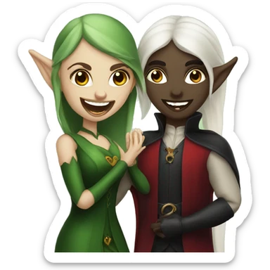 Elf with vampire woman sticker