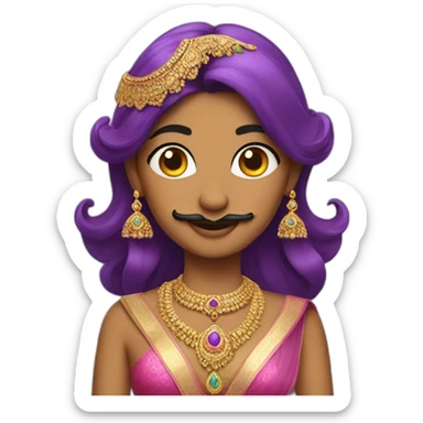 Indian transgender princess with a mustache sticker
