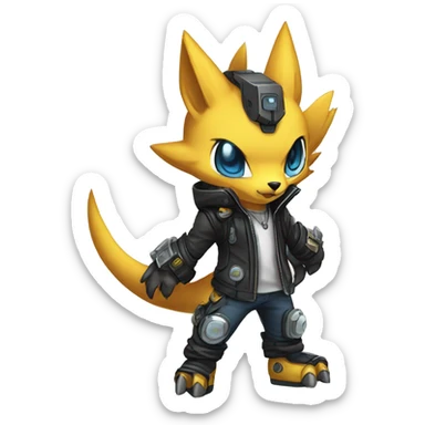 cute cool edgy futuristic punk Digimon-Fakemon-animal full body sticker