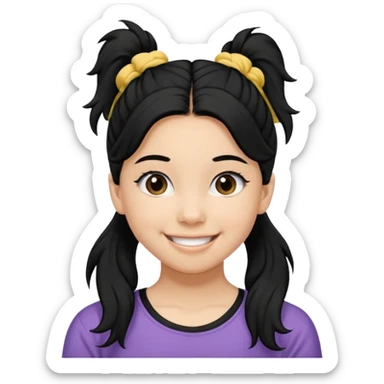 Teen girl with scrunchie ponytail black hair sticker