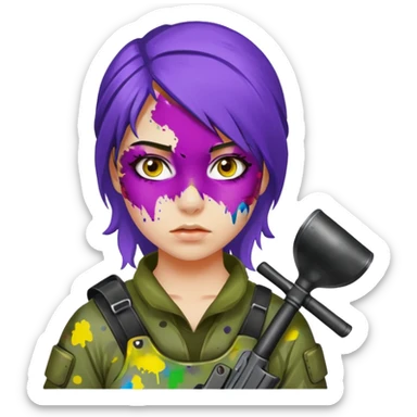 paintball player face girl sticker