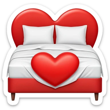double bed with a large red heart replacing the headboard sticker