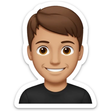 man with brown hair who is strong wearing black t shirt sticker