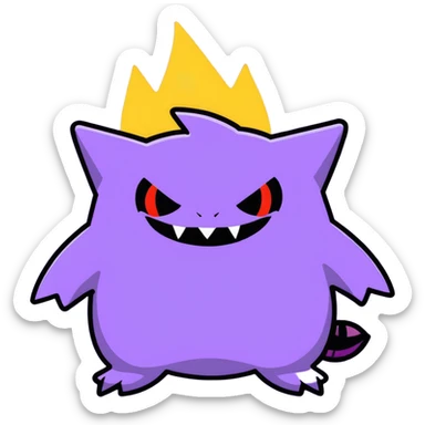 Gengar, the purple ghost Pokemon with red eyes and a mischievous grin sticker