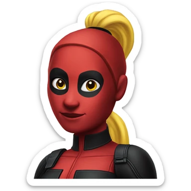 lady deadpool with a high yellow pony tail sticker