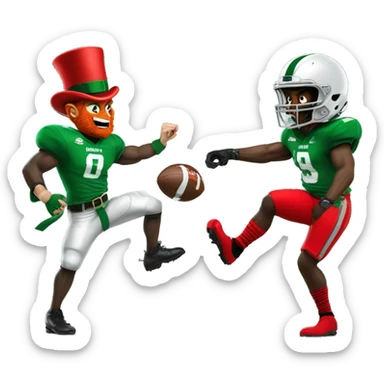 Leprechaun fighting Ohio state football player sticker
