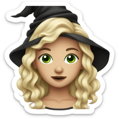 Blonde girl with green eyes dressed as a witch sticker