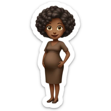 One full body black pregnant lady short blackish brownish 4c hair mid 20’s in brown dress sticker