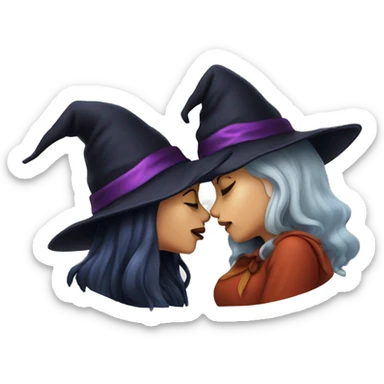 Two kissing witches sticker