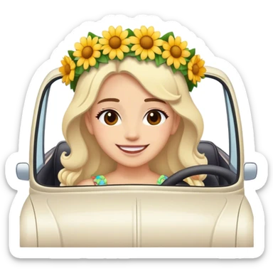 flower adorned beauty in car smiling sticker