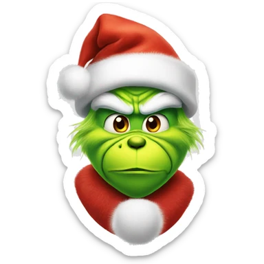 Grinch wearing Santa hat sticker