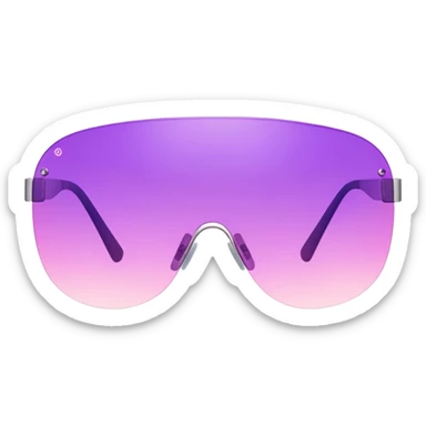 gradient pink to purple frameless visor sunglasses, Y2K aesthetic, single lens design sticker