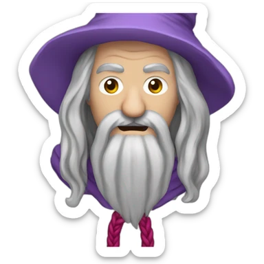Gandalf-with-a-red-mustache-and-a-purple-rope-crying sticker