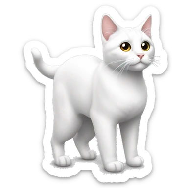 Gato blanco y en la cabesa una mancha color negro sticker