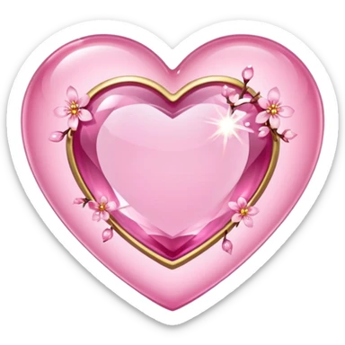 sakura heart with a sparkling gem sticker