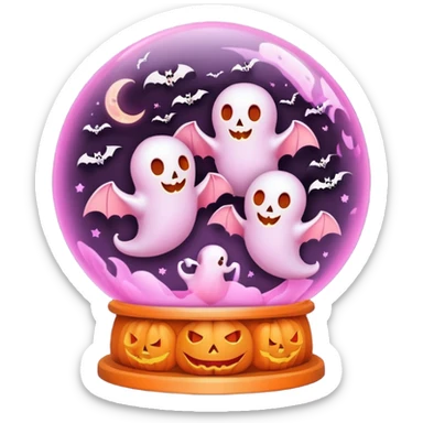 pastel pink orange halloween   globe sticker