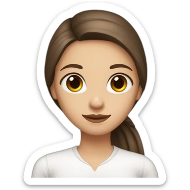 Girl with brown eyes and brown long straight hair and white shirt sticker