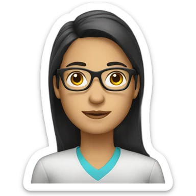 teacher with dark hair in glasses  sticker