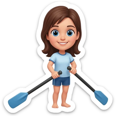 Brown hair women rowing sticker